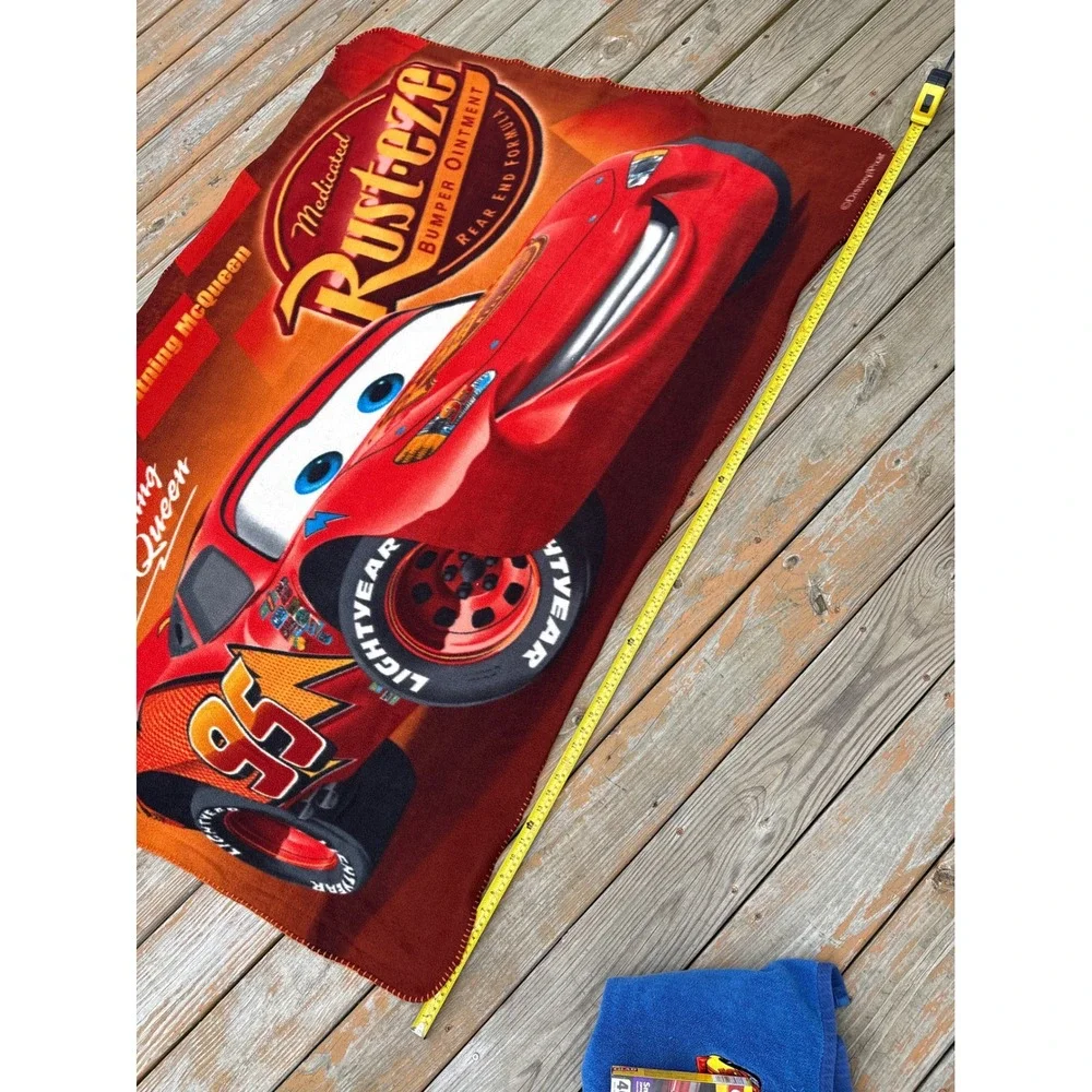 Disney Pixar Cars Lightning McQueen Fleece Blanket Bath Towel Glad Bags Bundle
